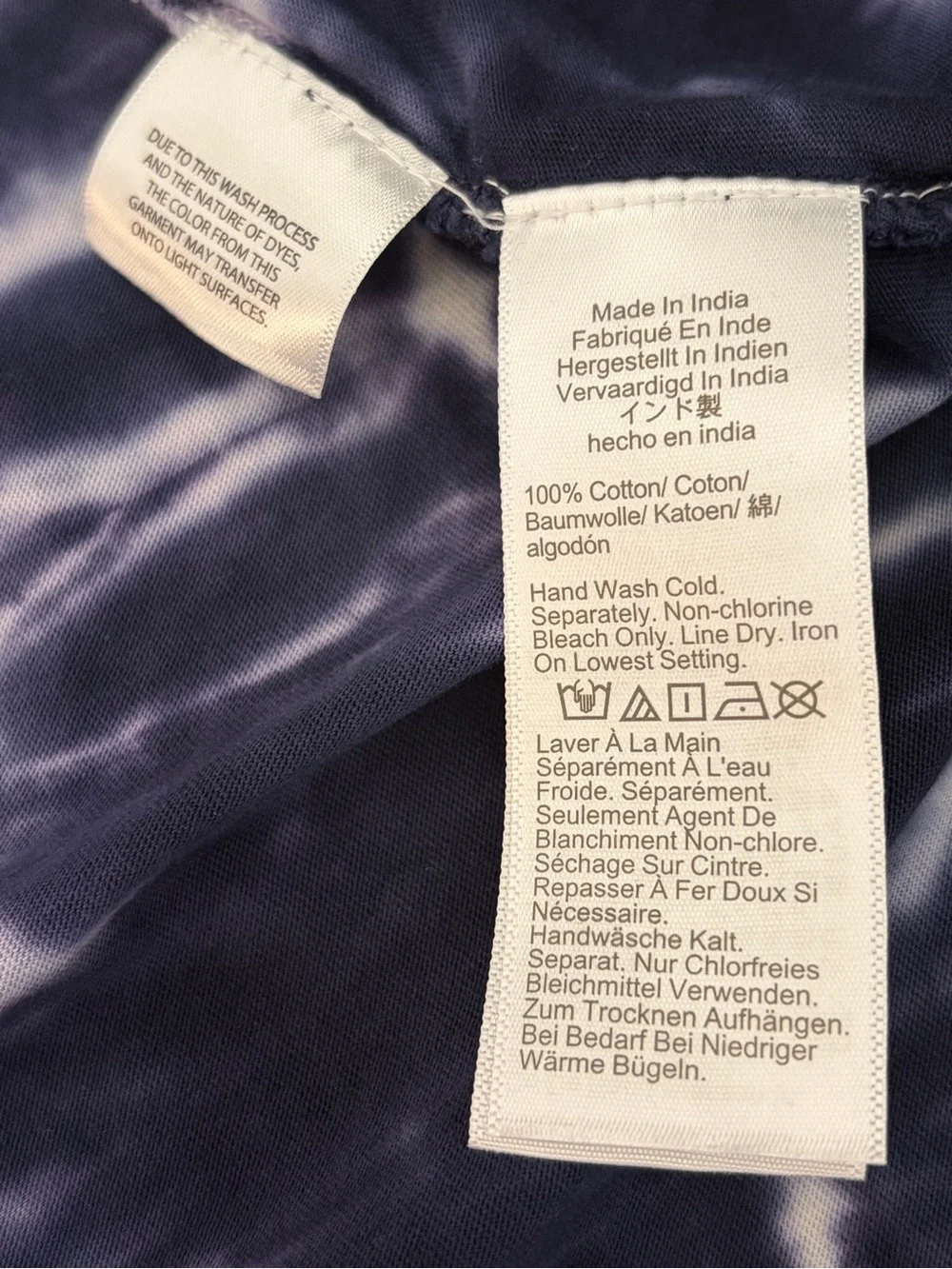 J. Crew Navy and White Tie-Dye V-Neck Tank